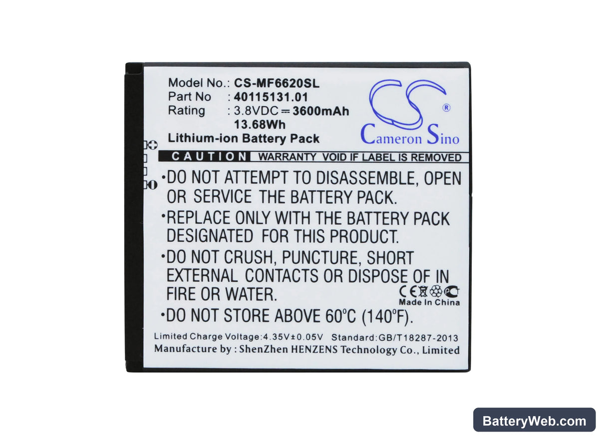 Novatel Wireless MiFi 6620L Replacement Battery, 3.8V, 3600mAh, Li-ion 5