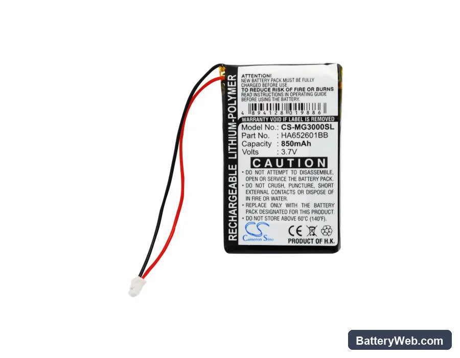 Typhoon MyGuide 3000 Replacement Battery, 3.7V, 850mAh, Li-Polymer 5