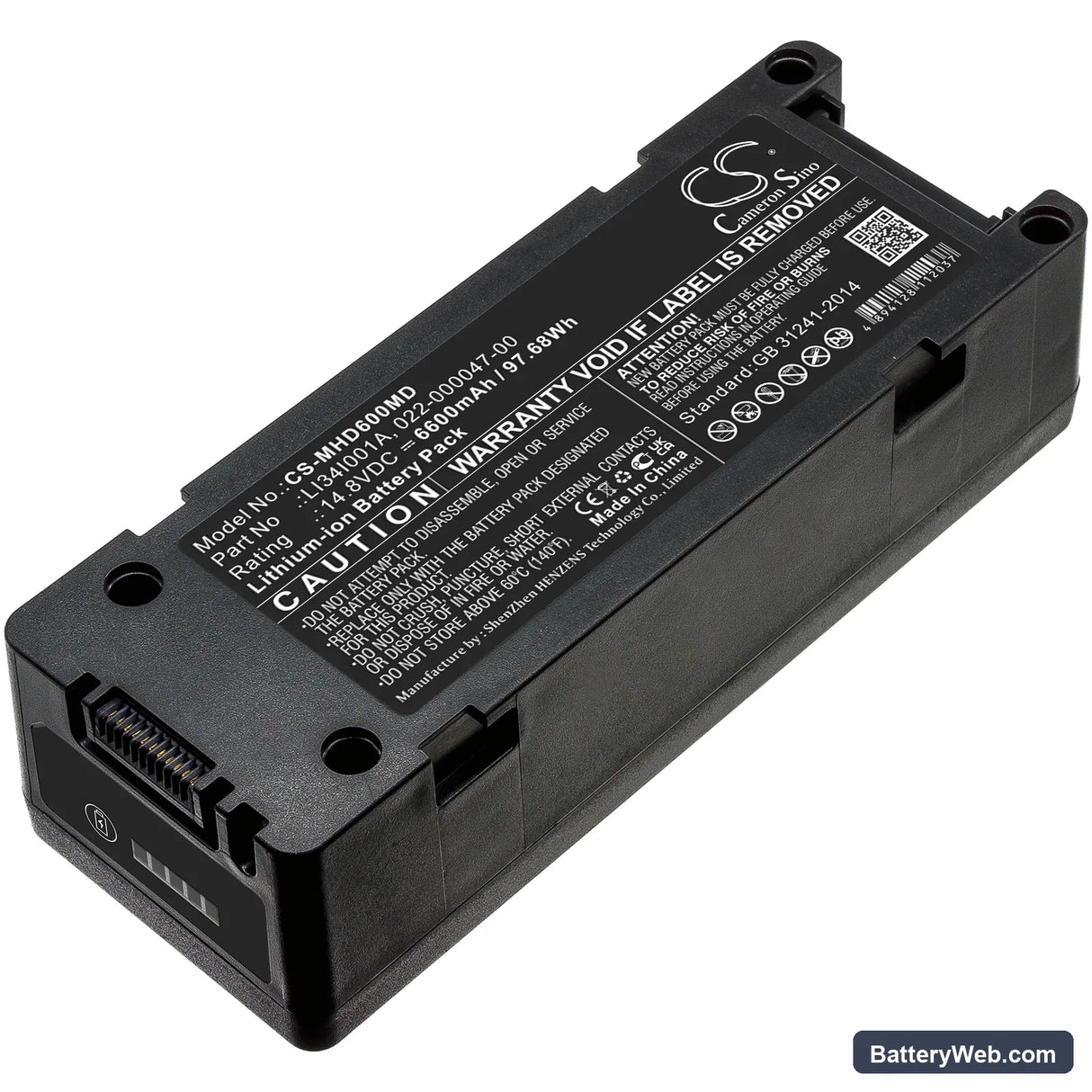 Mindray BeneHeart D6 Replacement Battery, 14.8V, 6600mAh, Li-ion 1