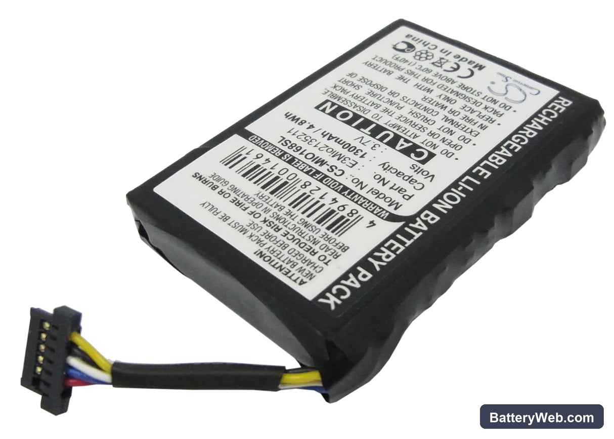 Mitac Mio 168 Replacement Battery, 3.7V, 1300mAh, Li-ion 2
