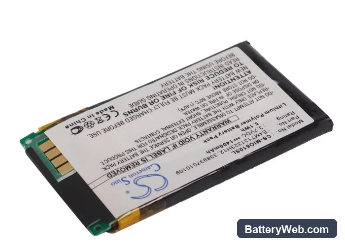 Mitac Mio H610 Replacement Battery, 3.7V, 1400mAh, Li-ion 2