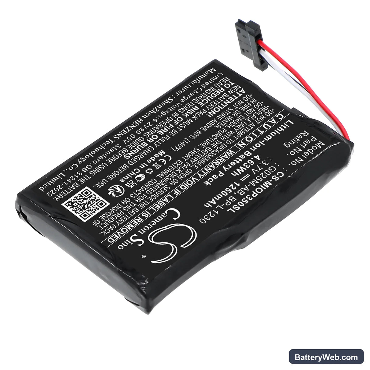 DUNLOP NAVI 6000 Replacement Battery, 3.7V, 1250mAh, Li-ion 2