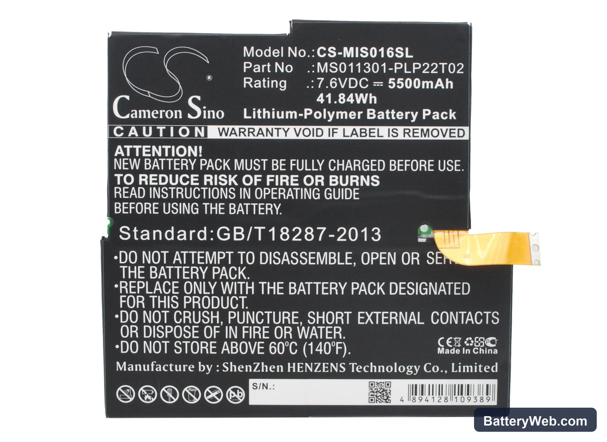 Microsoft Surface 3 Replacement Battery, 7.6V, 5500mAh, Li-Polymer 5