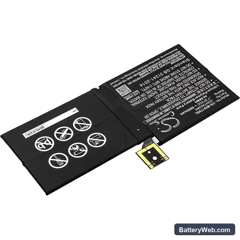 Microsoft Surface Pro 6 1807 Replacement Battery, 7.57V, 5900mAh, Li-Polymer 2