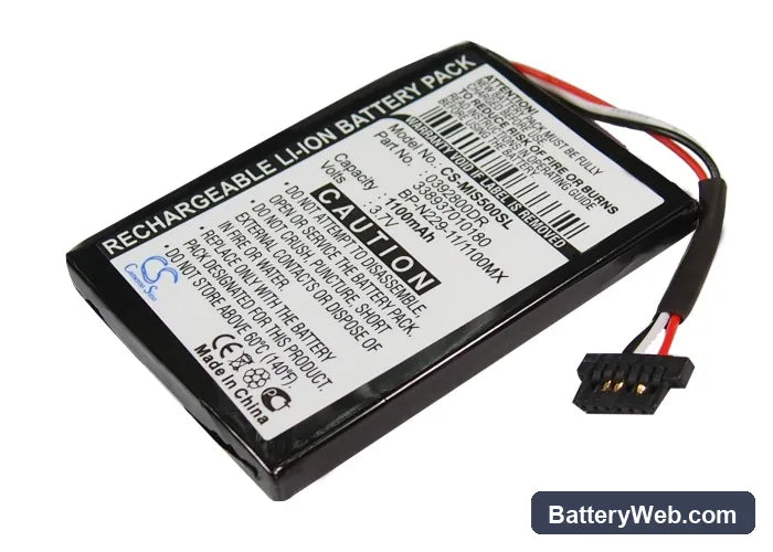 Mitac Mio Moov S500 Replacement Battery, 3.7V, 1100mAh, Li-ion 1