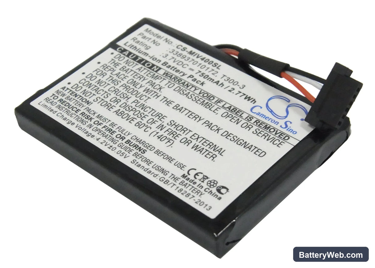 Mitac Mio Moov 400 Replacement Battery, 3.7V, 750mAh, Li-ion 1