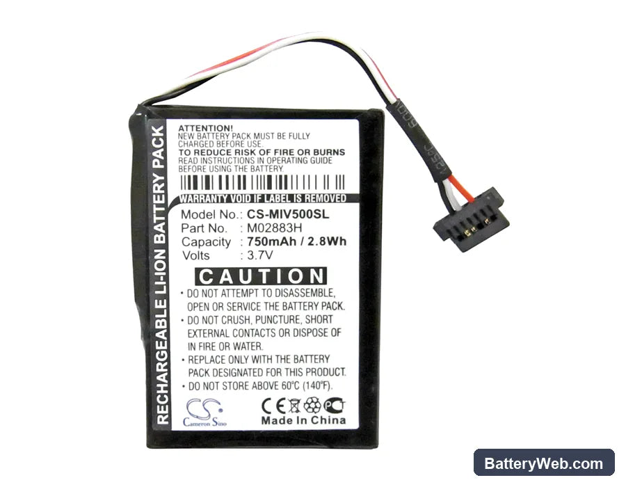 Mitac Mio Moov 500 Replacement Battery, 3.7V, 750mAh, Li-ion 5