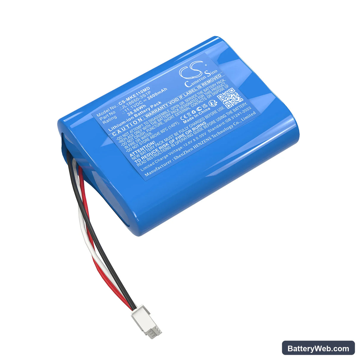 MDKMed ME11 Replacement Battery, 11.1V, 2600mAh, Li-ion 1