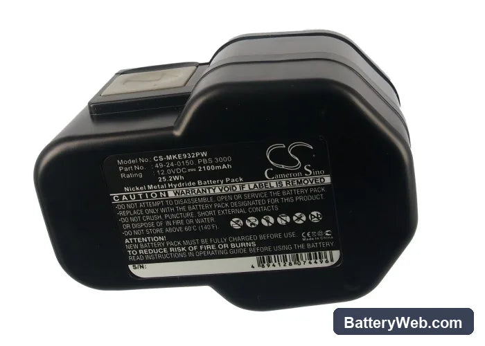Milwaukee 0502-23 Replacement Battery, 12V, 2100mAh, Ni-MH 5