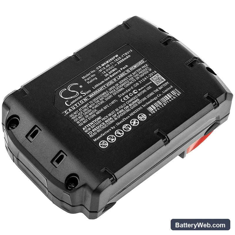 Atlas Copco LokTor H18 Replacement Battery, 18V, 2000mAh, Li-ion 1