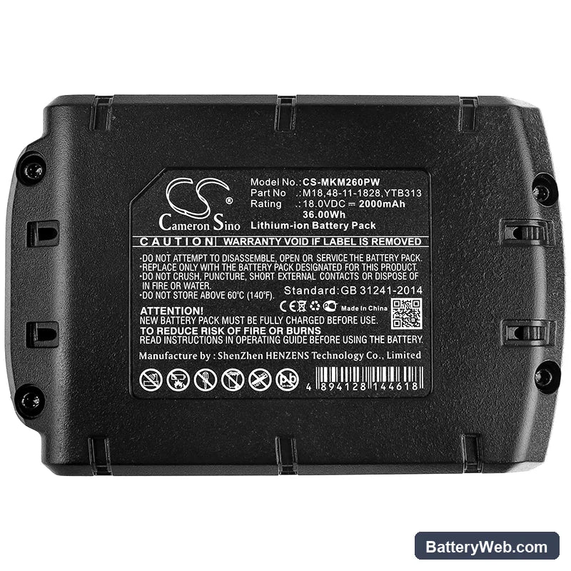 Atlas Copco LokTor H18 Replacement Battery, 18V, 2000mAh, Li-ion 5
