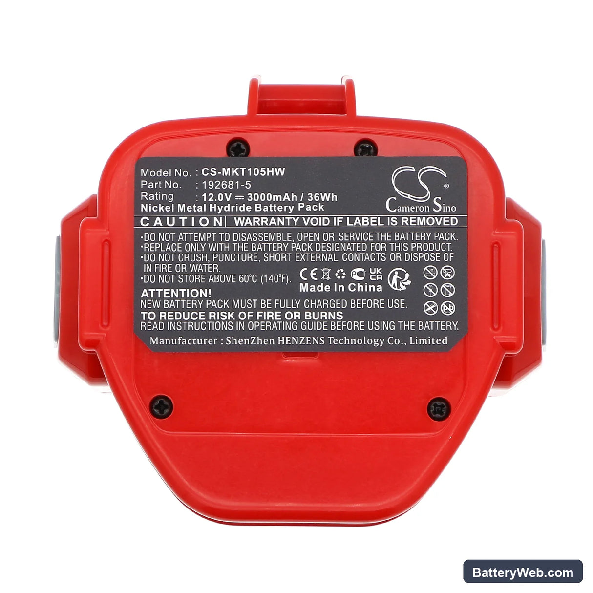 Makita 1050D Replacement Battery, 12V, 3000mAh, Ni-MH 5