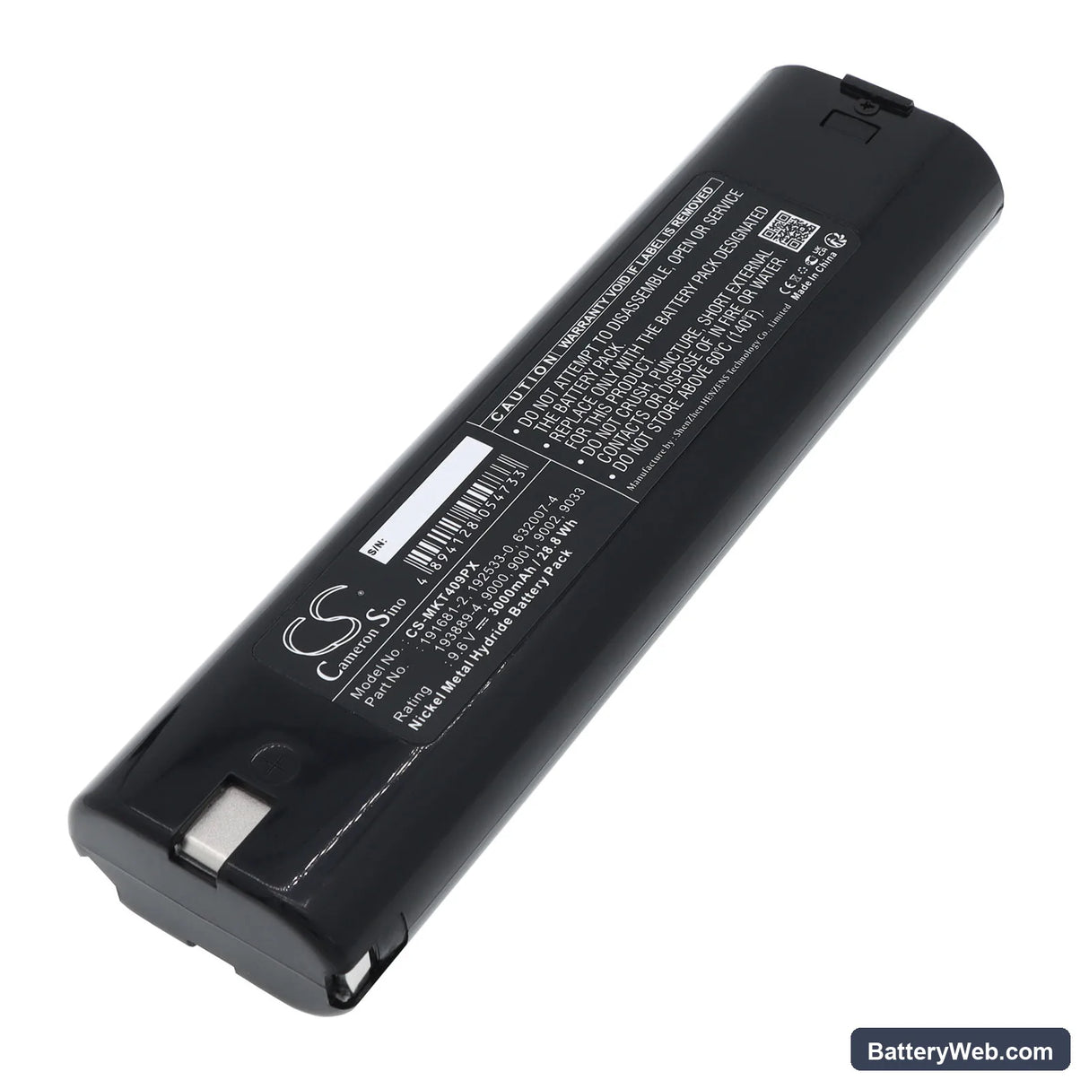Makita 4093D Replacement Battery, 9.6V, 3000mAh, Ni-MH 1