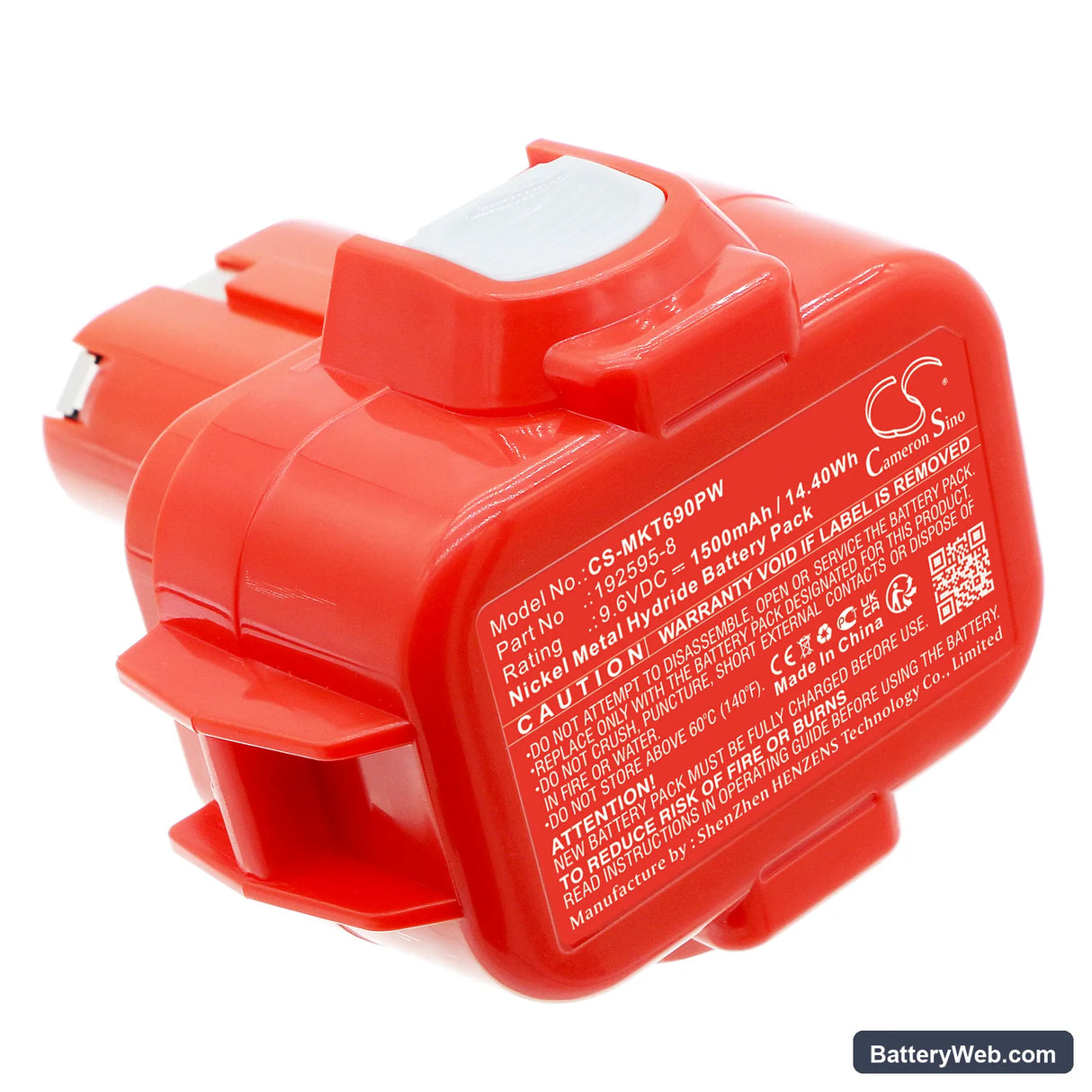 Makita 6207D Replacement Battery, 9.6V, 1500mAh, Ni-MH 3