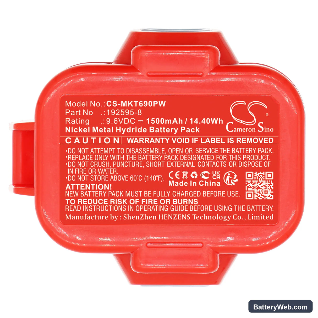 Makita 6207D Replacement Battery, 9.6V, 1500mAh, Ni-MH 5