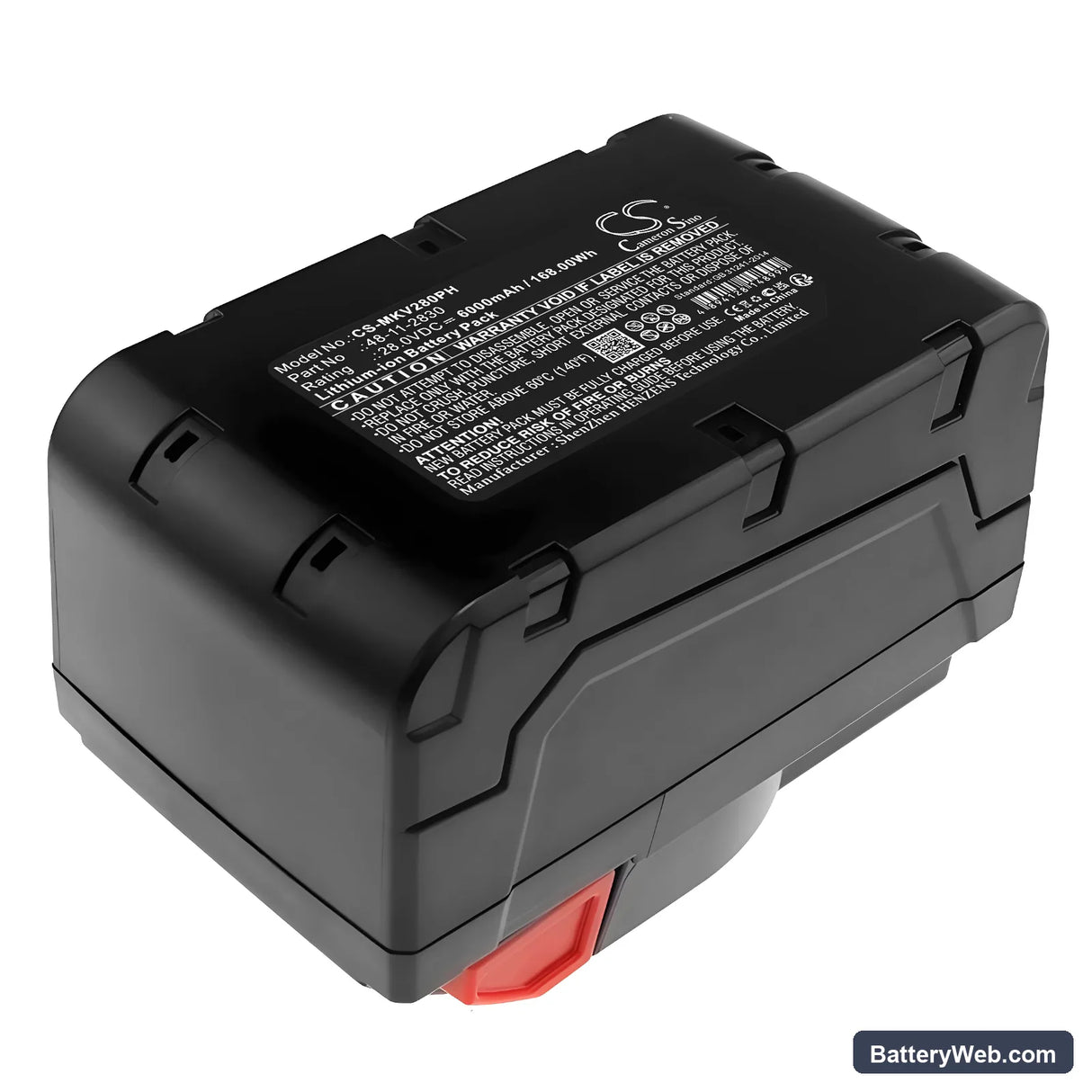 Milwaukee V28 Replacement Battery, 28V, 6000mAh, Li-ion 3