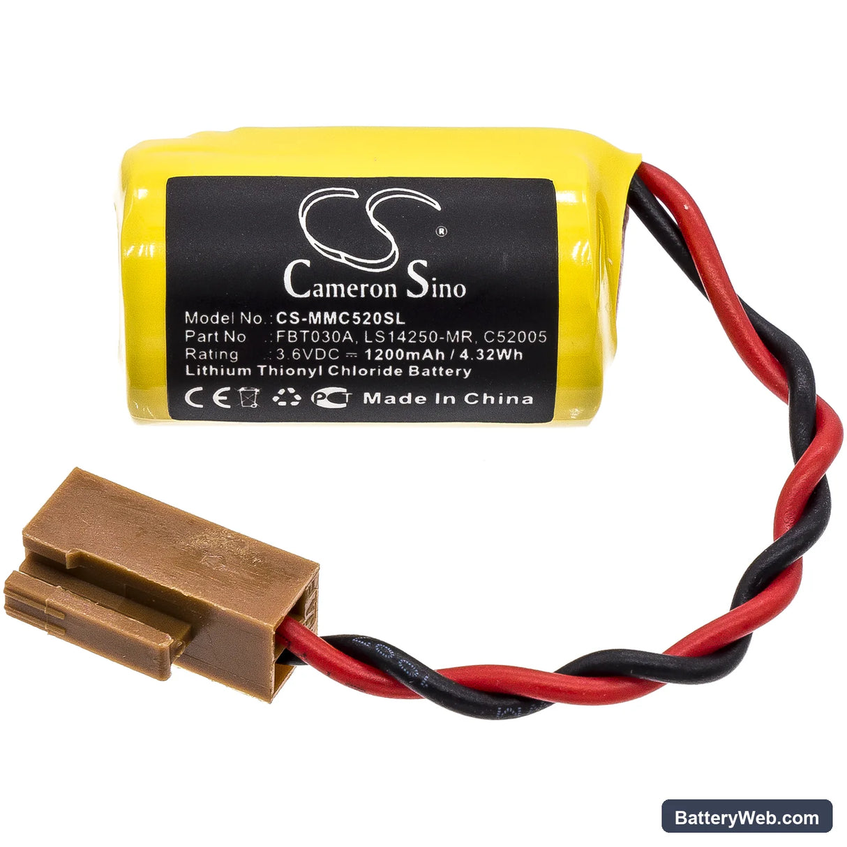 Fuji Electric MICREX-F Replacement Battery, 3.6V, 1200mAh, Li-SOCl2 3