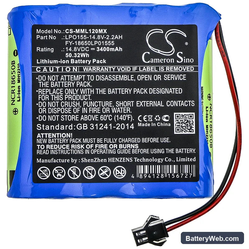 Million ML1500 Replacement Battery, 14.8V, 3400mAh, Li-ion 3