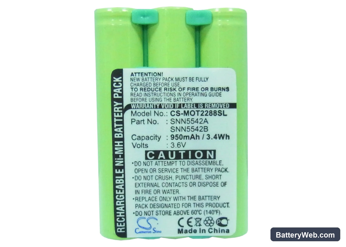 Motorola T2288 Replacement Battery, 3.6V, 800mAh, Ni-MH 5