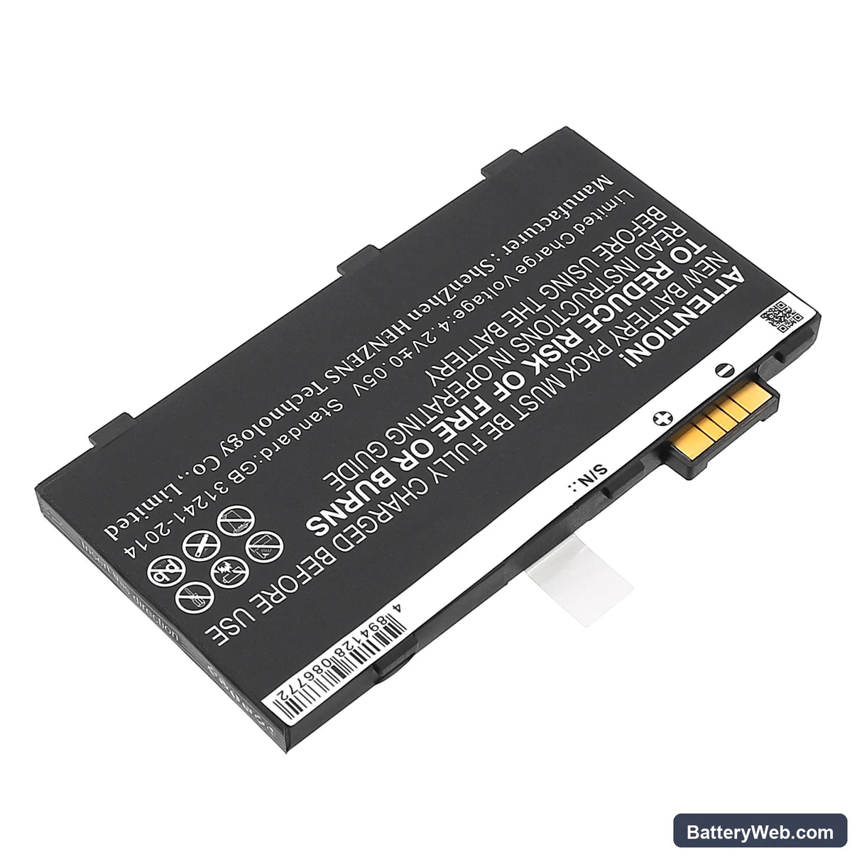 Zebra RFD8500 Replacement Battery, 3.7V, 2200mAh, Li-Polymer 4