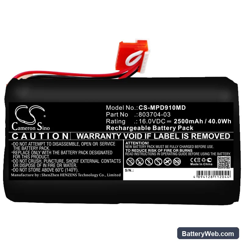 Physio-Control Lifepak 9 Replacement Battery, 16V, 2500mAh, Sealed Lead Acid 5