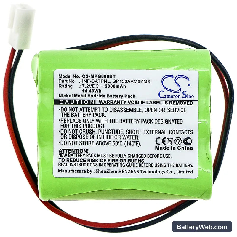 Infinite Prime Control Panel Replacement Battery, 7.2V, 2000mAh, Ni-MH 3