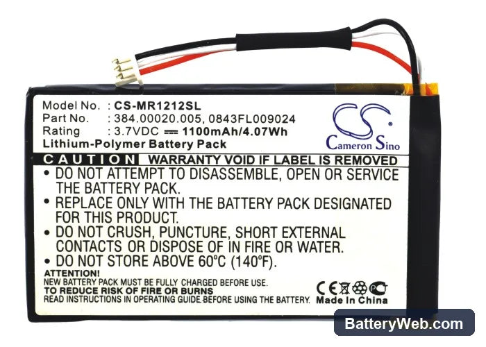 Magellan RoadMate 1212 Replacement Battery, 3.7V, 1100mAh, Li-Polymer 5