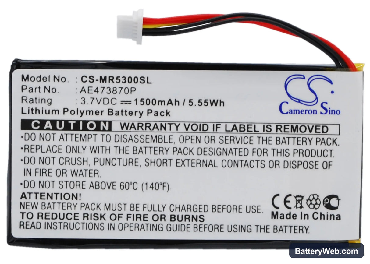 Magellan Maestro 5300 Replacement Battery, 3.7V, 1500mAh, Li-Polymer 1