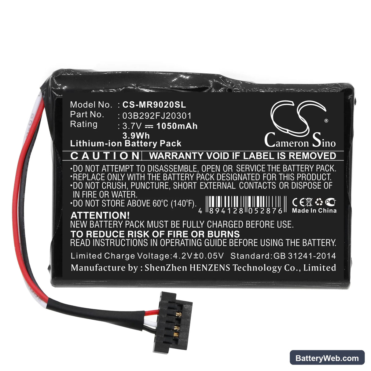 Magellan RoadMate 9055 Replacement Battery, 3.7V, 1050mAh, Li-ion 3