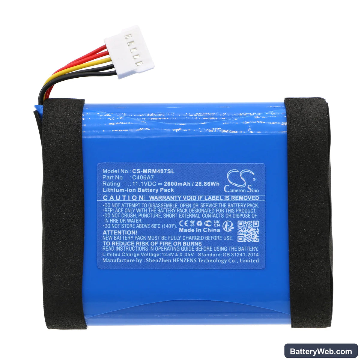 Marshall Middleton Replacement Battery, 11.1V, 2600mAh, Li-ion 3