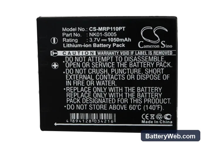 3M MPro 110 Micro Projector Replacement Battery, 3.7V, 1050mAh, Li-ion 5