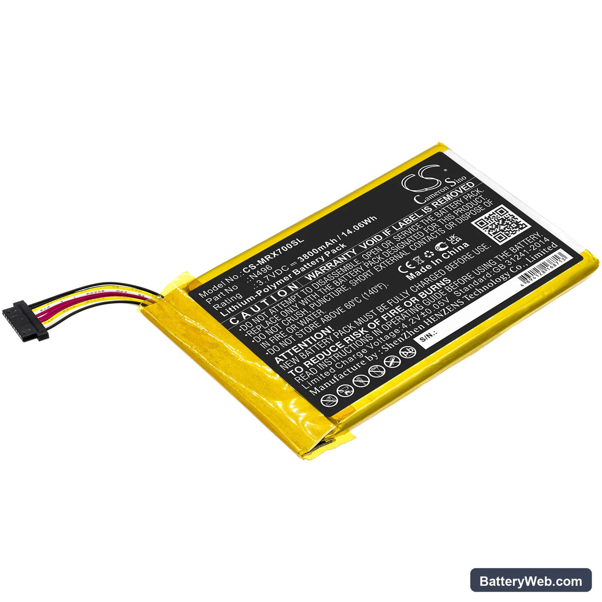 Magellan TRX7 Replacement Battery, 3.7V, 3800mAh, Li-Polymer 1
