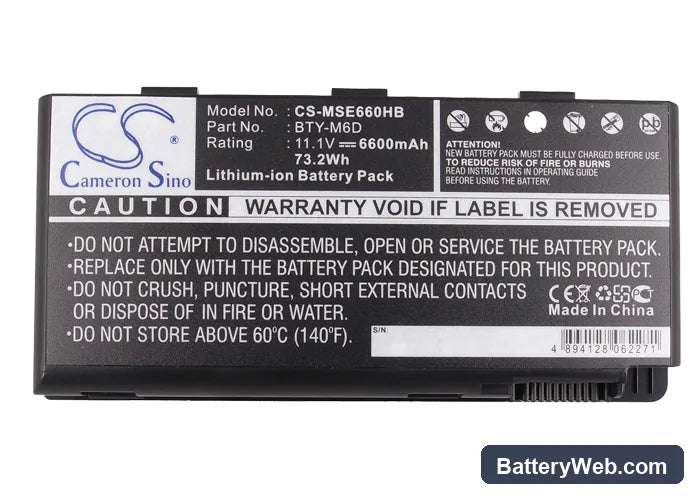 Medion Erazer X6813 Replacement Battery, 11.1V, 6600mAh, Li-ion 5