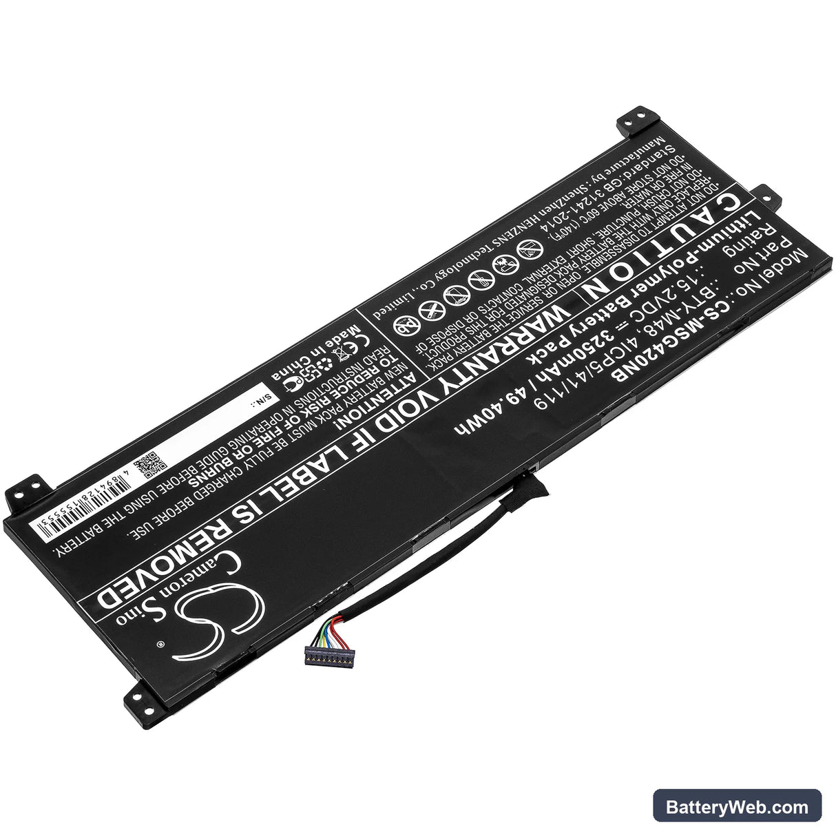 MSI PS42 8RC-027tw Replacement Battery, 15.2V, 3250mAh, Li-Polymer 2