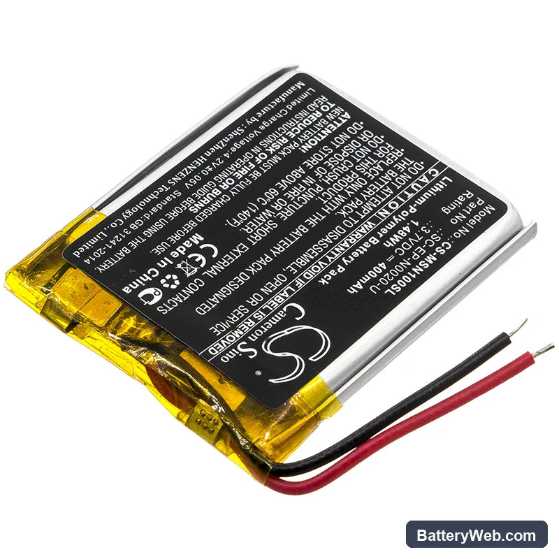 Monster Ncredible Ntune Replacement Battery, 3.7V, 400mAh, Li-Polymer 2