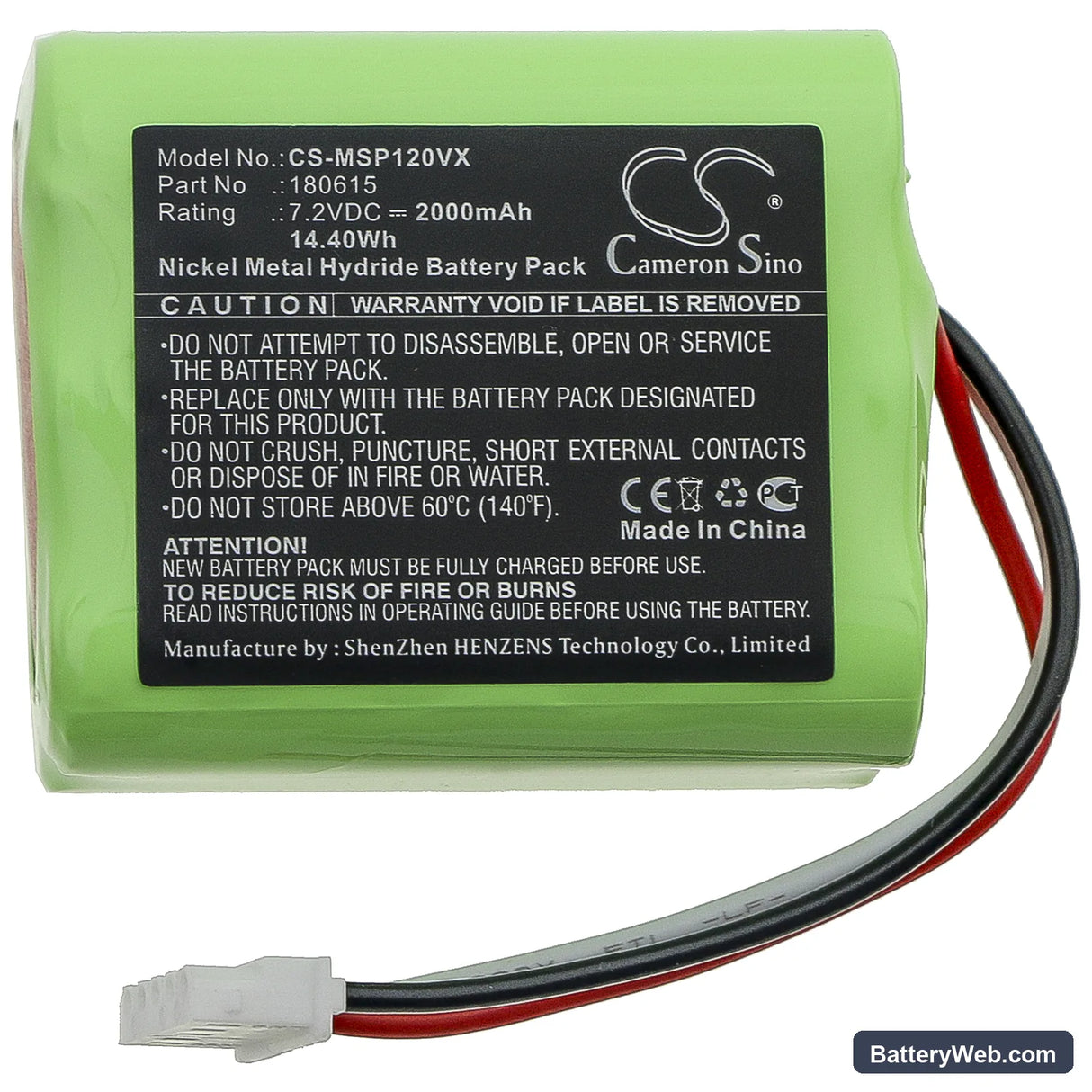 Mamibot Sweepur 120 Replacement Battery, 7.2V, 2000mAh, Ni-MH 3