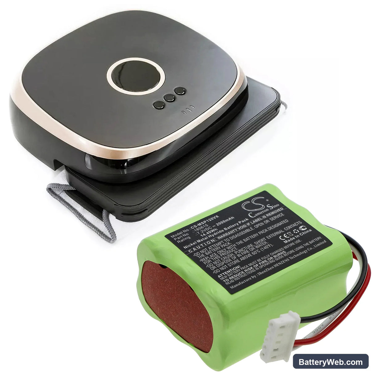 Mamibot Sweepur 120 Replacement Battery, 7.2V, 2000mAh, Ni-MH 6
