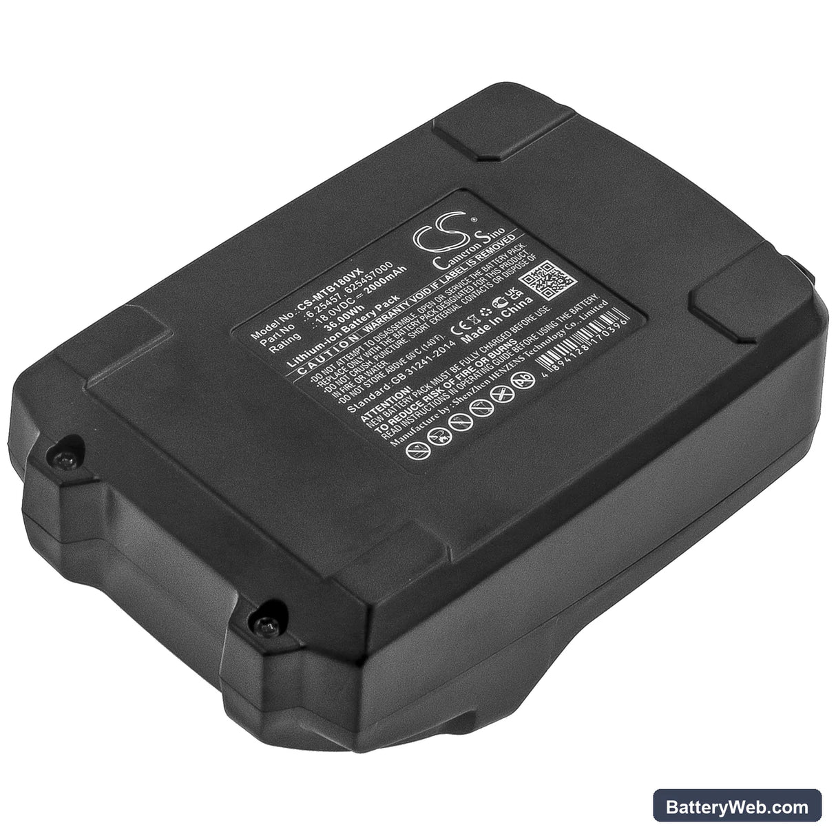 Collomix Xo 10 NC Replacement Battery, 18V, 2000mAh, Li-ion 3