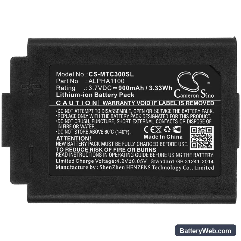 3M TAC300 Replacement Battery, 3.7V, 900mAh, Li-ion 5