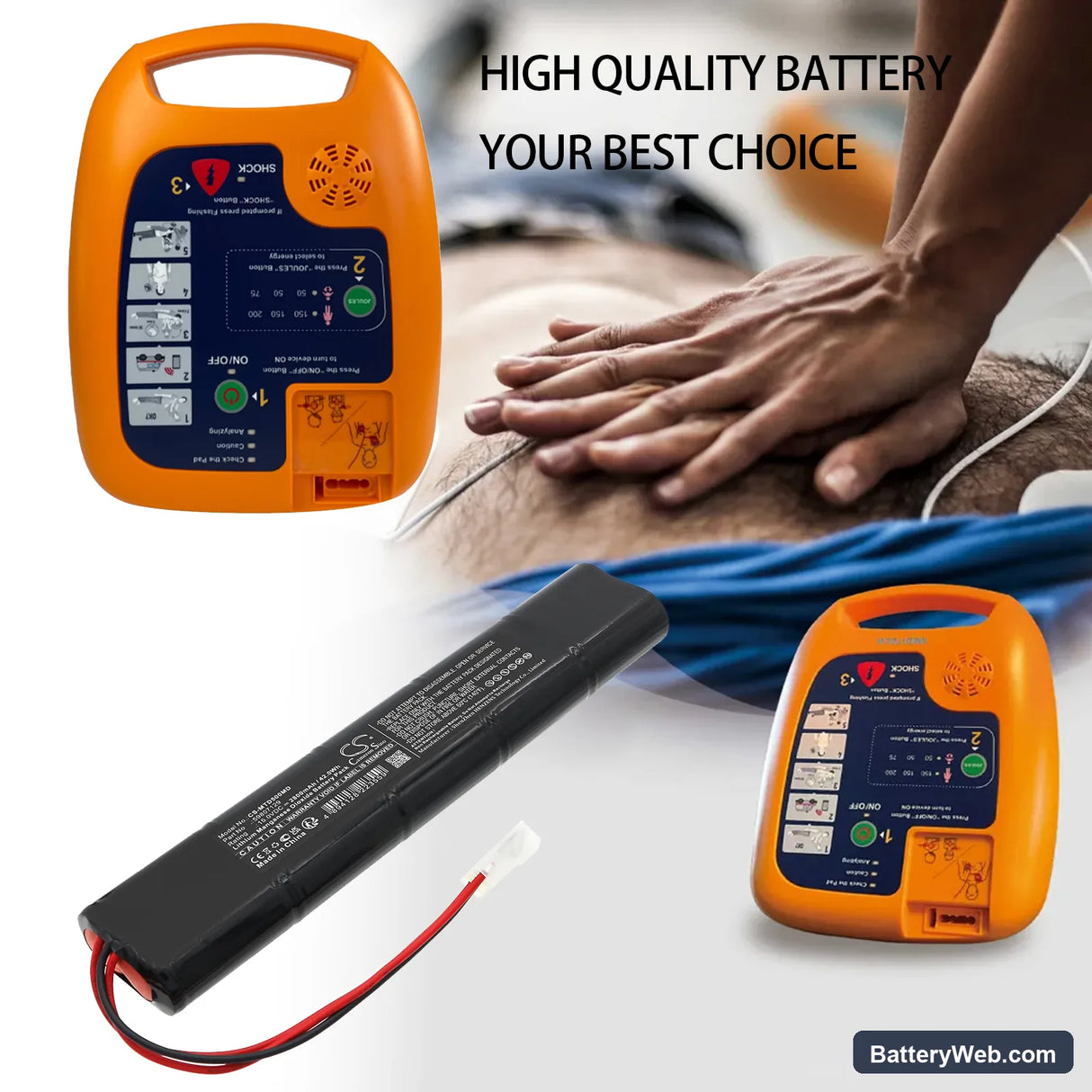 M&B AED 7000 plus Replacement Battery, 15V, 2800mAh, Li-MnO2 6