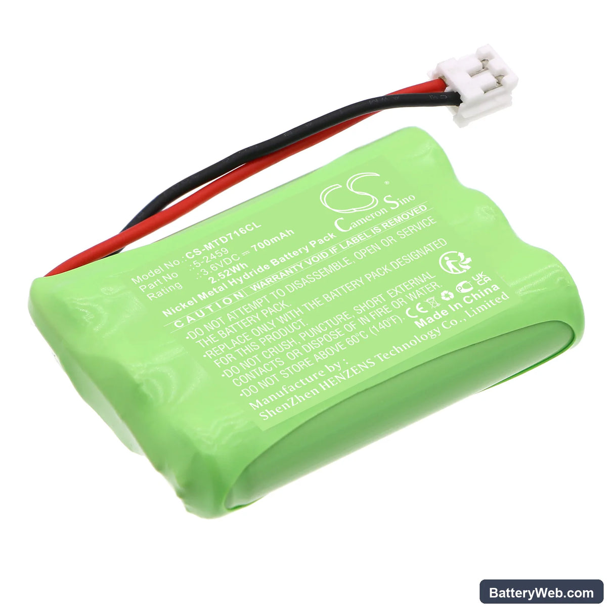 Clarity C410 Replacement Battery, 3.6V, 700mAh, Ni-MH 1