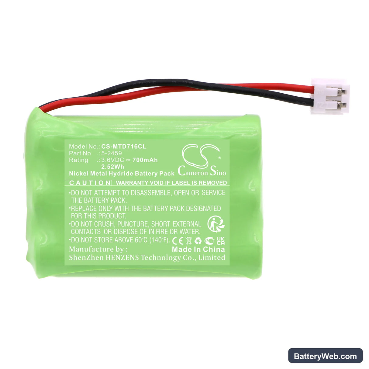 Clarity C410 Replacement Battery, 3.6V, 700mAh, Ni-MH 3