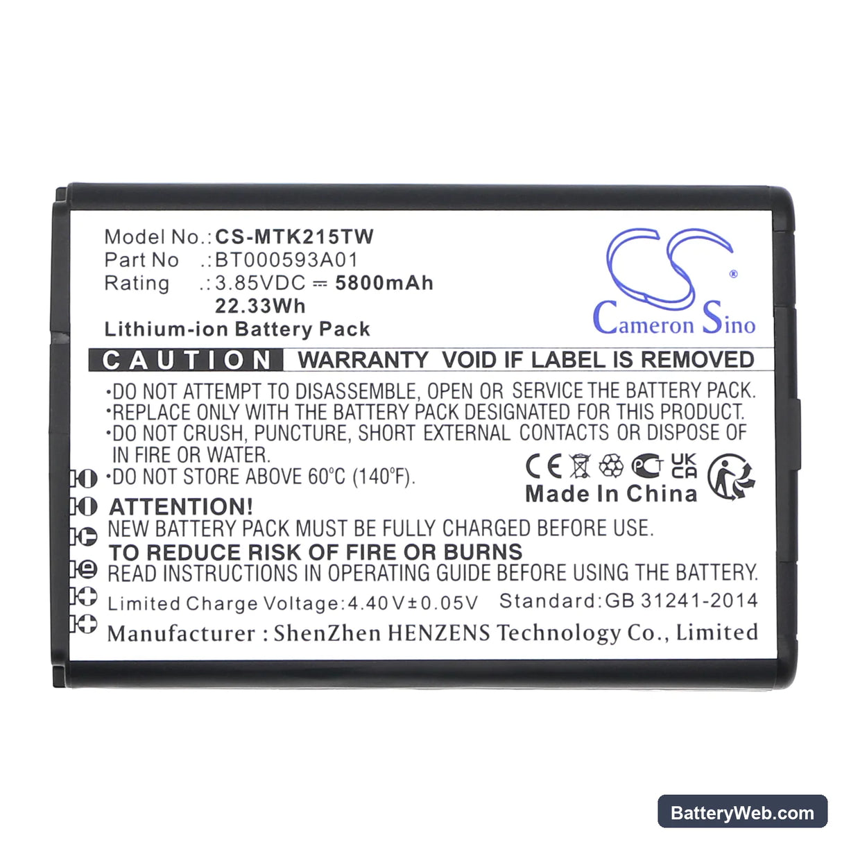 Motorola EVOLVE LTE Replacement Battery, 3.85V, 5800mAh, Li-ion 5