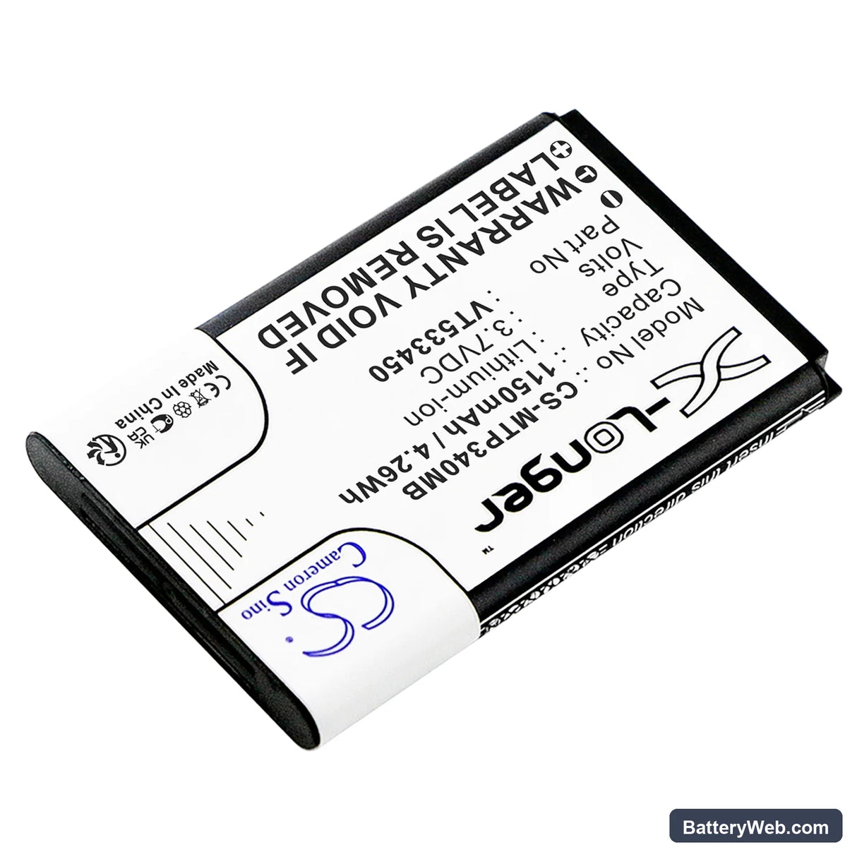Motorola Ease 34 Replacement Battery, 3.7V, 1150mAh, Li-ion 2