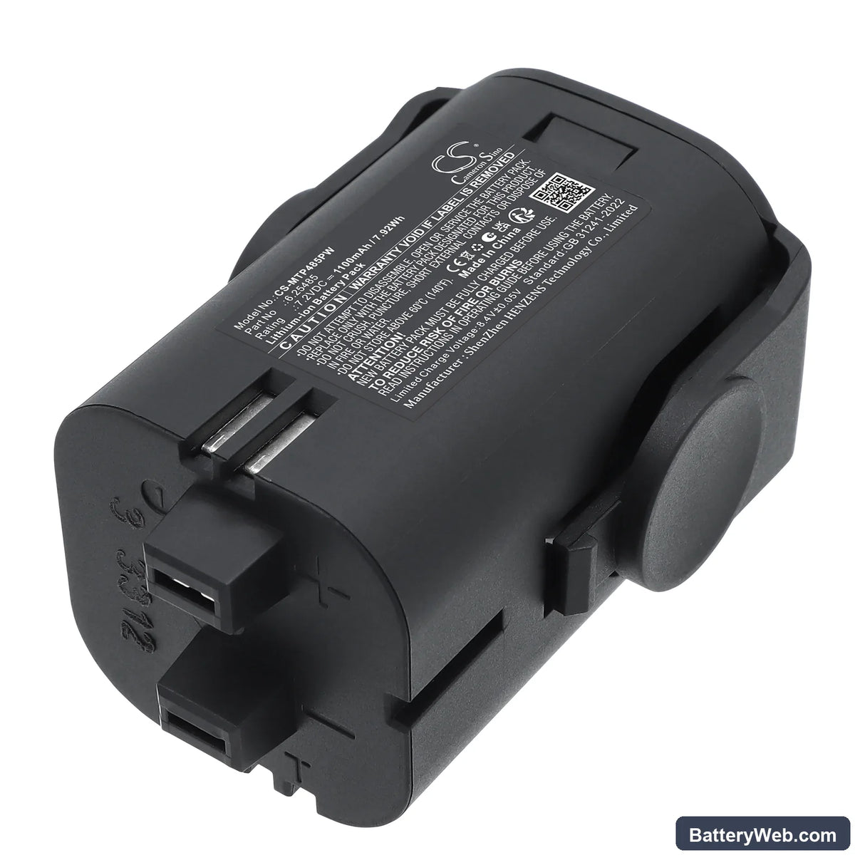 Metabo 6.25485 Replacement Battery, 7.2V, 1100mAh, Li-ion 1