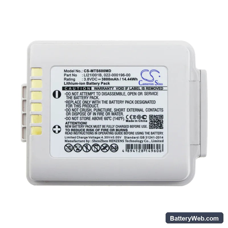 Mindray Telemetry Launcher Replacement Battery, 3.8V, 3800mAh, Li-ion 3