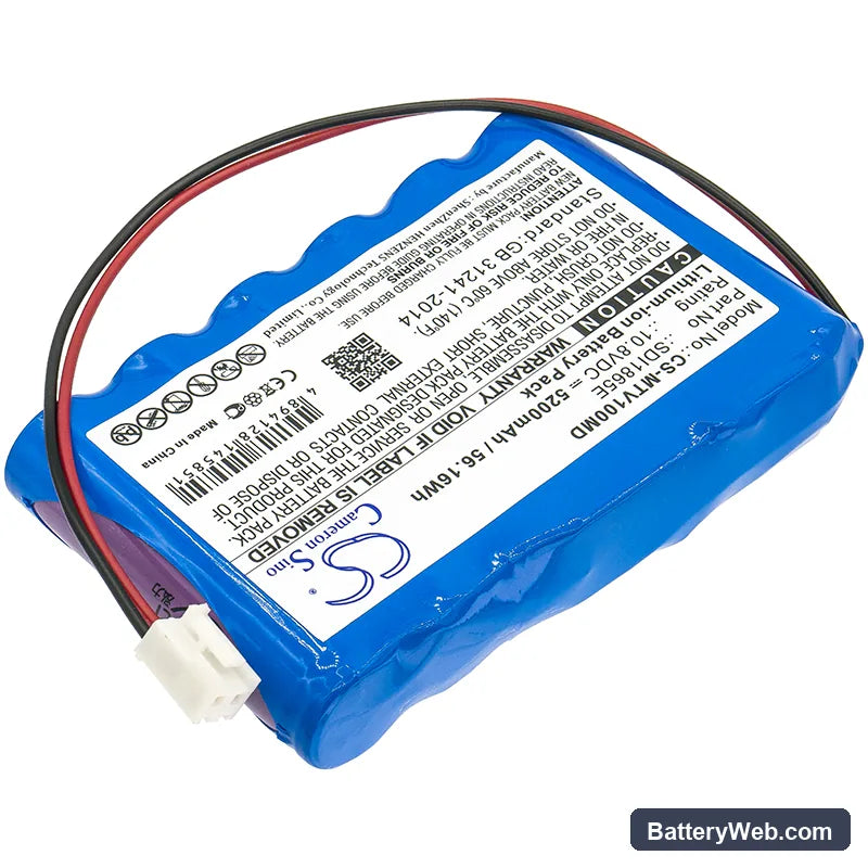 Mekics Mtv 1000 Replacement Battery, 10.8V, 5200mAh, Li-ion 2