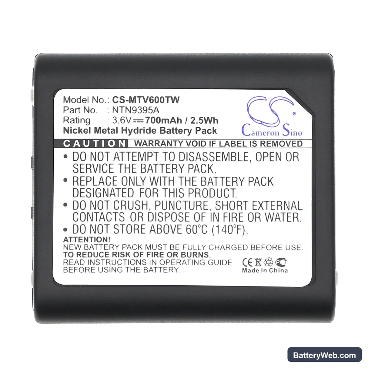 Motorola Talkabout T6000 Replacement Battery, 3.6V, 700mAh, Ni-MH 6