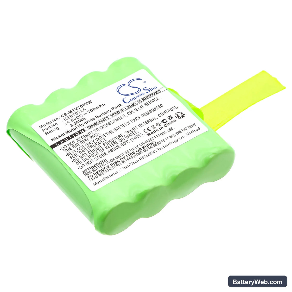 Motorola SX700R Replacement Battery, 4.8V, 700mAh, Ni-MH 1