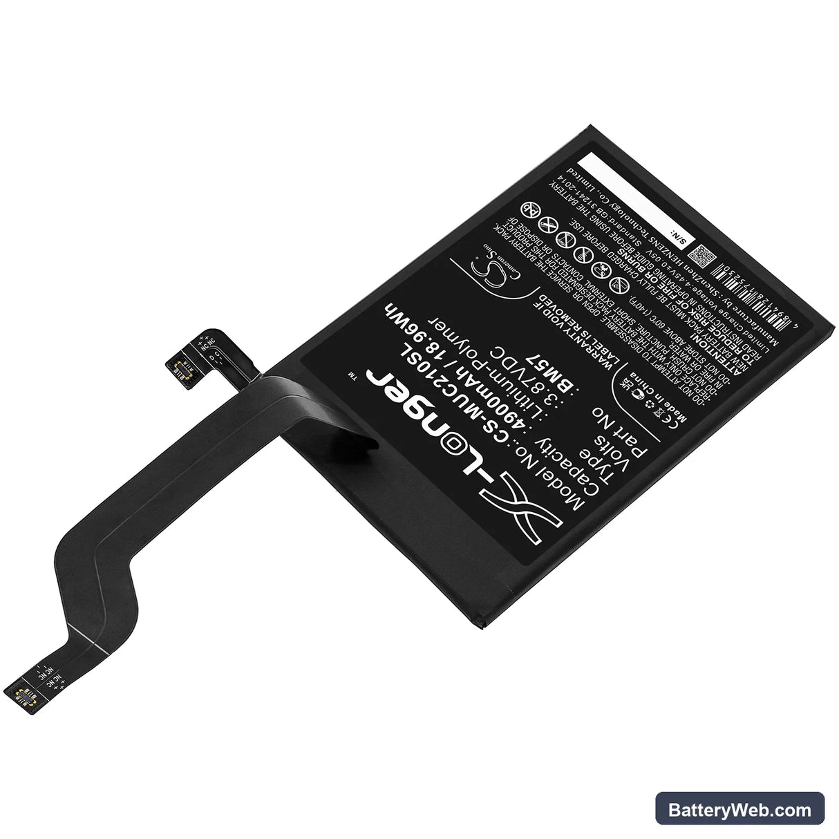Poco X3 GT Replacement Battery, 3.87V, 4900mAh, Li-Polymer 2
